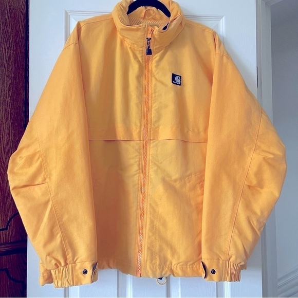 Carhartt Windbreaker Workshield Hooded Jacket Men Size L Regular Fit J104 YLW - Picture 1 of 16